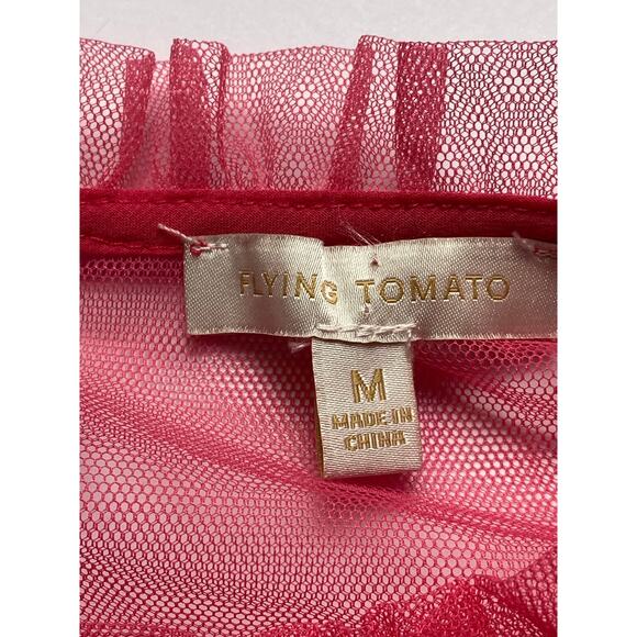 Flying Tomato The Posh Barbie Pink Tulle Coquette Blouse Women's Size Medium - Picture 5 of 9